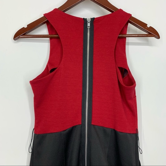 As U Wish Red & Black Exposed Zipper Back Belted Dress With Pockets Size Small - Picture 10 of 15